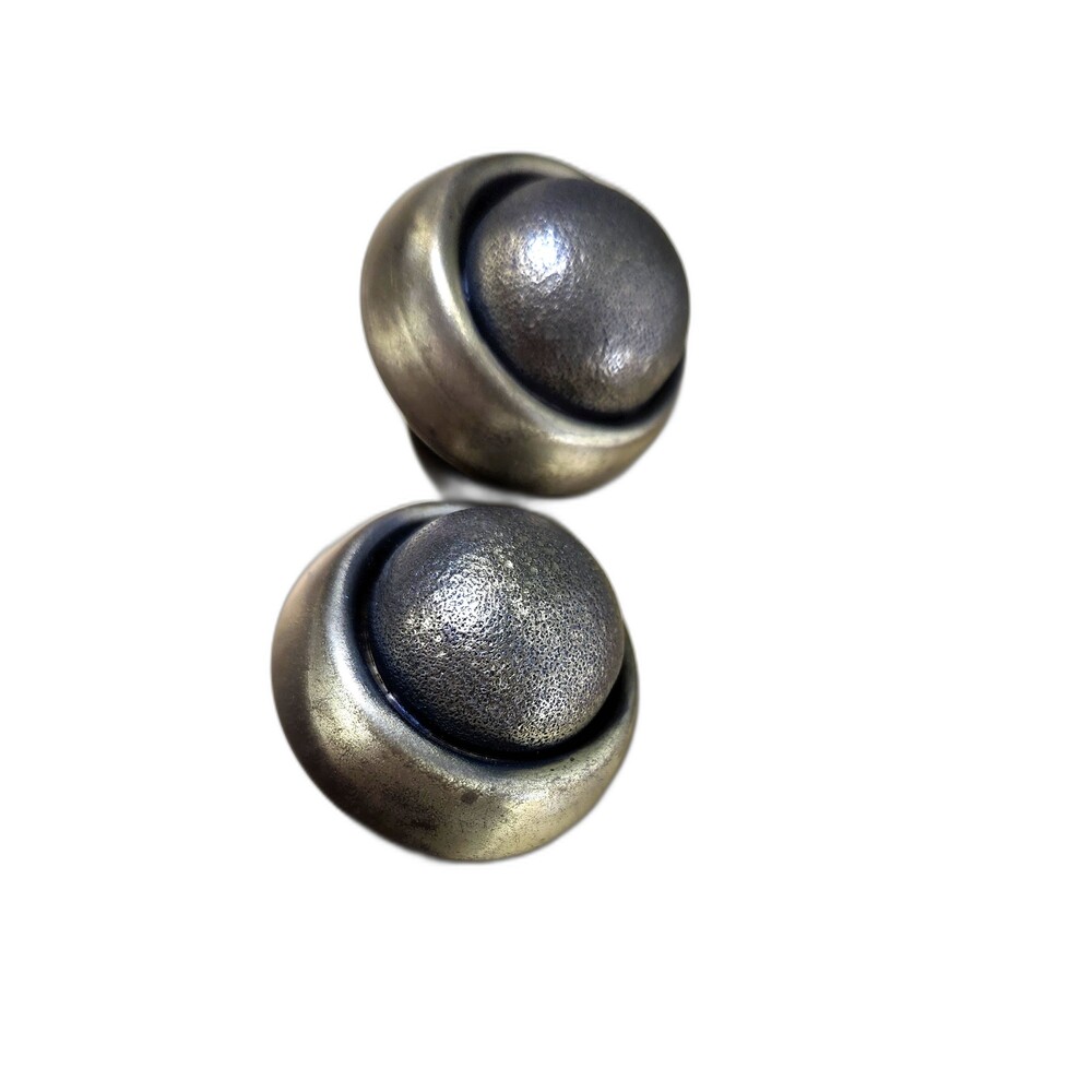 Vintage Textured Dome Clip Earrings  Bronze Tone Modernist Large 1980's Retro